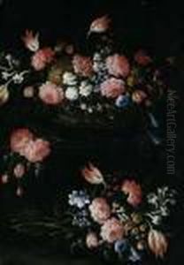 Stilleben Mit Blumen In Einem Korb Stilleben Mit Blumen In Einem Korb