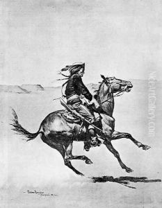 One of the Fort Keogh Cheyenne Scout Corps, Commanded by Lieutenant Casey by Frederic Remington