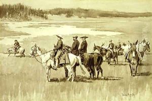 Burgess Finding a Ford (illustration from Frederic Remington's Pony Tracks 1895) by Frederic Remington