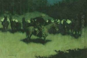 Scare in a Pack Train by Frederic Remington