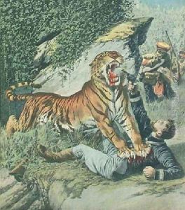 Attacked By A Tiger Jpg by Henri Julien Rousseau