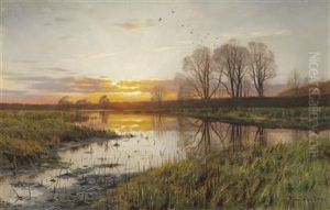 Sunset Over River Scenery