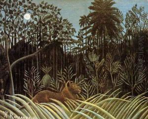 Jungle with Lion by Henri Julien Rousseau