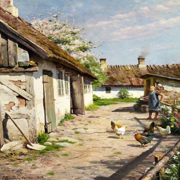 A Little Girl Is Feeding The Chickens - view 1