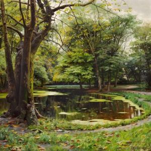 A Lake In A Park With Chestnut Trees