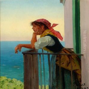 Young Italien Woman In A Balcony
