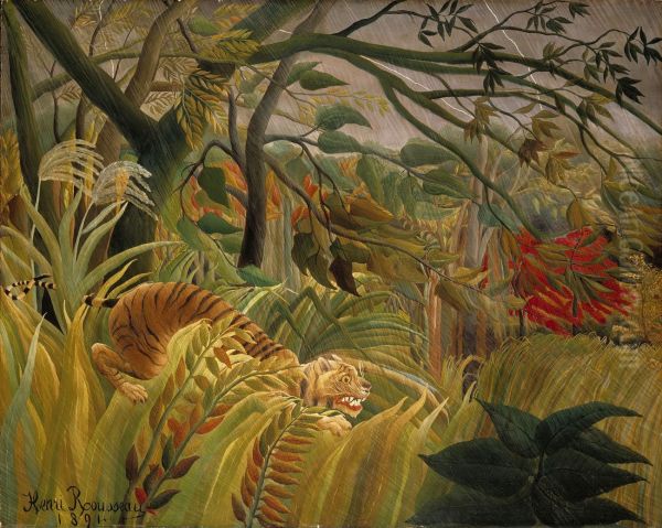 Tiger In A Tropical Storm Surprised - view 1
