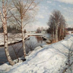 A Bright
Day With Thaw At Hundselven In Norway.