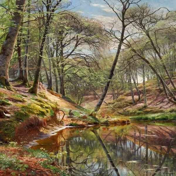 Children On A Picnic Inthe Woods - view 1
