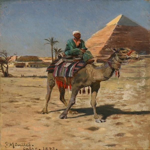 Bedouin Riding On A Camel Near A Pyramid - view 1