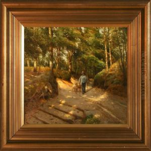 Forest Scene From Himmelbjerget, Denmark by Peder Mork Monsted