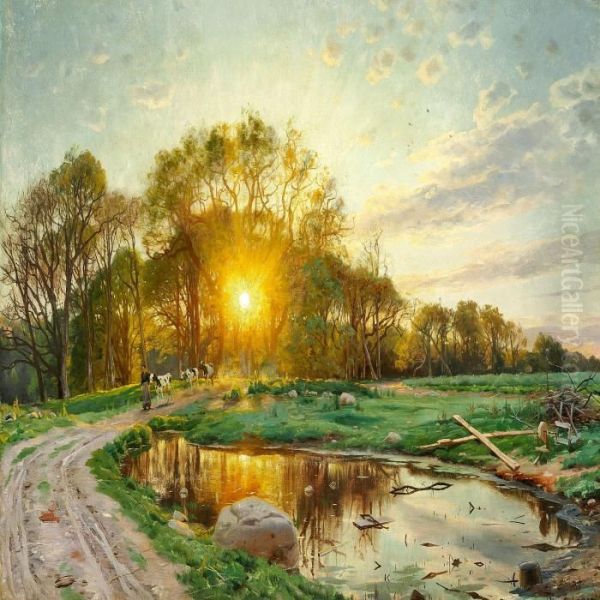 The Sun Sets Behind The Trees, Summer - view 1