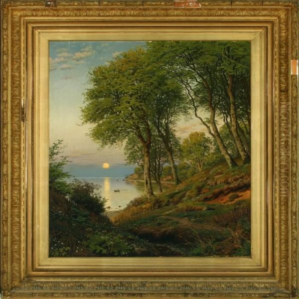 Forest Scenery With Moonlight Over The Sea - view 1