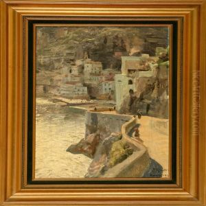 Coastal Scene From Amalfi, Italy by Peder Mork Monsted