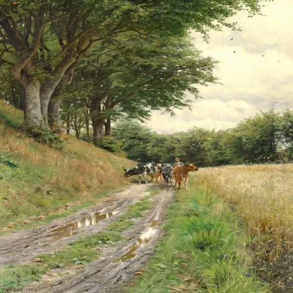 Farmer With His Cattlein The Forest - view 1