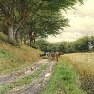 Farmer With His Cattlein The Forest thumbnail