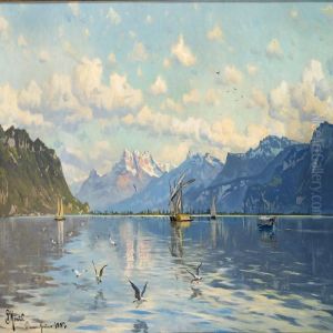 Lac Leman Near Clarensmontreux by Peder Mork Monsted