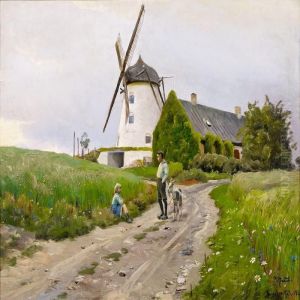 Landscape With A Boy Anda Girl By The Mill by Peder Mork Monsted