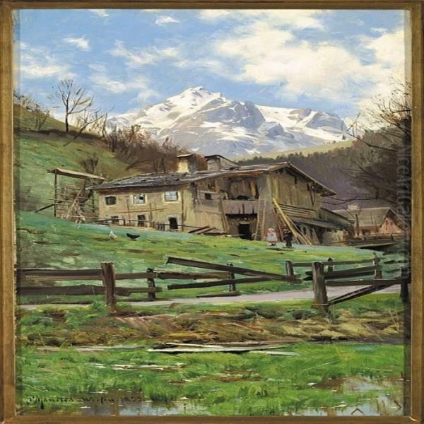 Alpine Landscape Withtwo Children - view 1