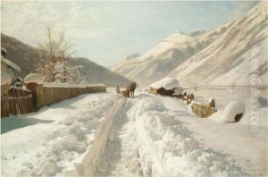 Vinterdag Ved Ponte-campovasto, Schweiz (winter Inponte-campovasto, Switzerland) by Peder Mork Monsted