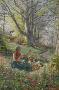 Varlandskap Med Lekande Barn by Peder Mork Monsted