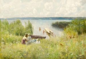 Sommardag Vid Badplatsen