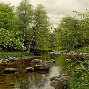 Twisting Rivers Thrue A Forrest At Spring by Peder Mork Monsted