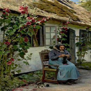 Granmother Nitting Stockings by Peder Mork Monsted