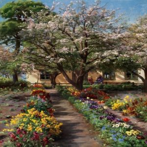 A Summersday In Front Of A Small Farm In Gadstrup by Peder Mork Monsted
