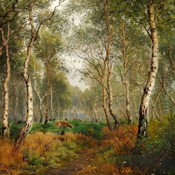 Cows Grazing In A Forest - view 1