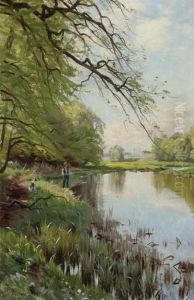 Angler At The River. 1910. Angler At The River. 1910.