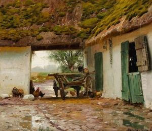 A Cart In A Gateway Of A Farm A Cart In A Gateway Of A Farm