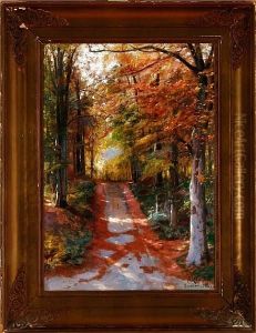 A October Day From The Terrace At Enrum Castle, Denmark by Peder Mork Monsted