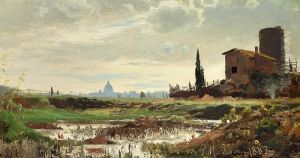 A View Of Rome With The Dome Of Saint Peter's In The Background