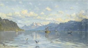 Leman Soen Naer Montreux (lake Leman Near Montreux) by Peder Mork Monsted