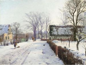 Vinter I Brondbyoster (the Town Of Brondbyoster Covered In Snow)