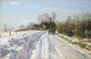 Danische Winterlandschaft Mit Einem Pferdekarren by Peder Mork Monsted