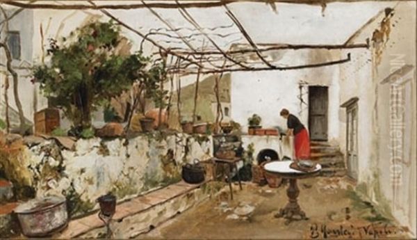 Woman On A Sunlit Terrace - view 1