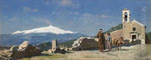 View Of Taormina From Etna by Peder Mork Monsted