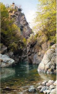 En Bjerg Slugt (the Mountain Gorge) by Peder Mork Monsted