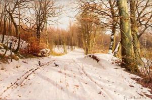 Snowy Path In The Afternoon Sun by Peder Mork Monsted