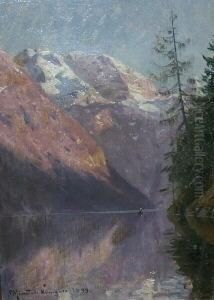 Fjordlandschaft. Unten Links Signiert P. Monsted, Konigsee 1899 by Peder Mork Monsted
