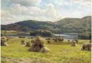 Haystacks In An Alpine Pasture Near Thors