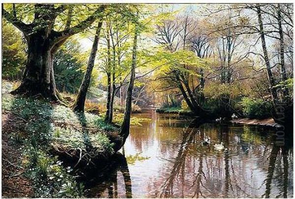 Flodlandskab (a River Landscape In Springtime) - view 1