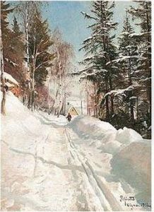 Snedaekket Sti I Skoven (snowy Pathway In The Woods) by Peder Mork Monsted