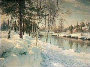 Solklar Aprildag Med Sne Hundselven Ved Raufoss. Norge (april Sunshine, Raufoss)