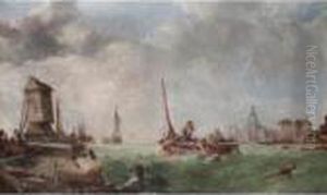 Fishing Boats By A Pier