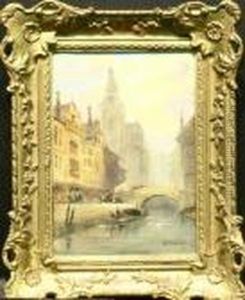 City With Canal by Alfred Montague
