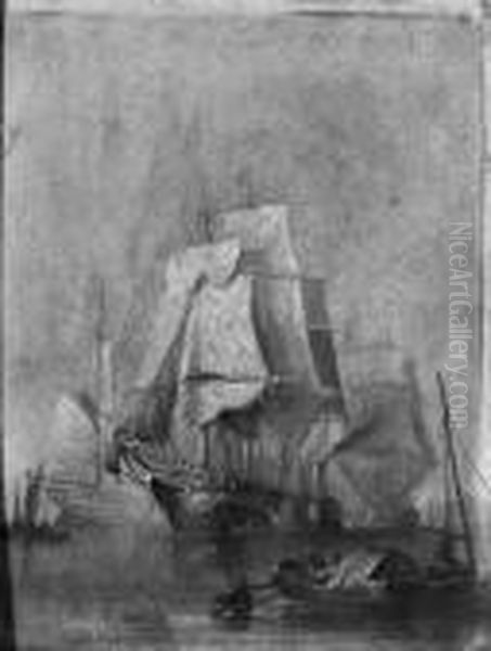 Ships Drying Their Sails In An Anchorage - view 1