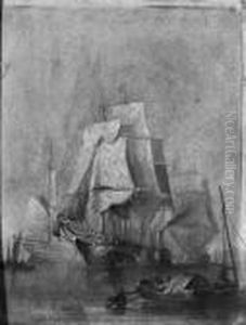 Ships Drying Their Sails In An Anchorage